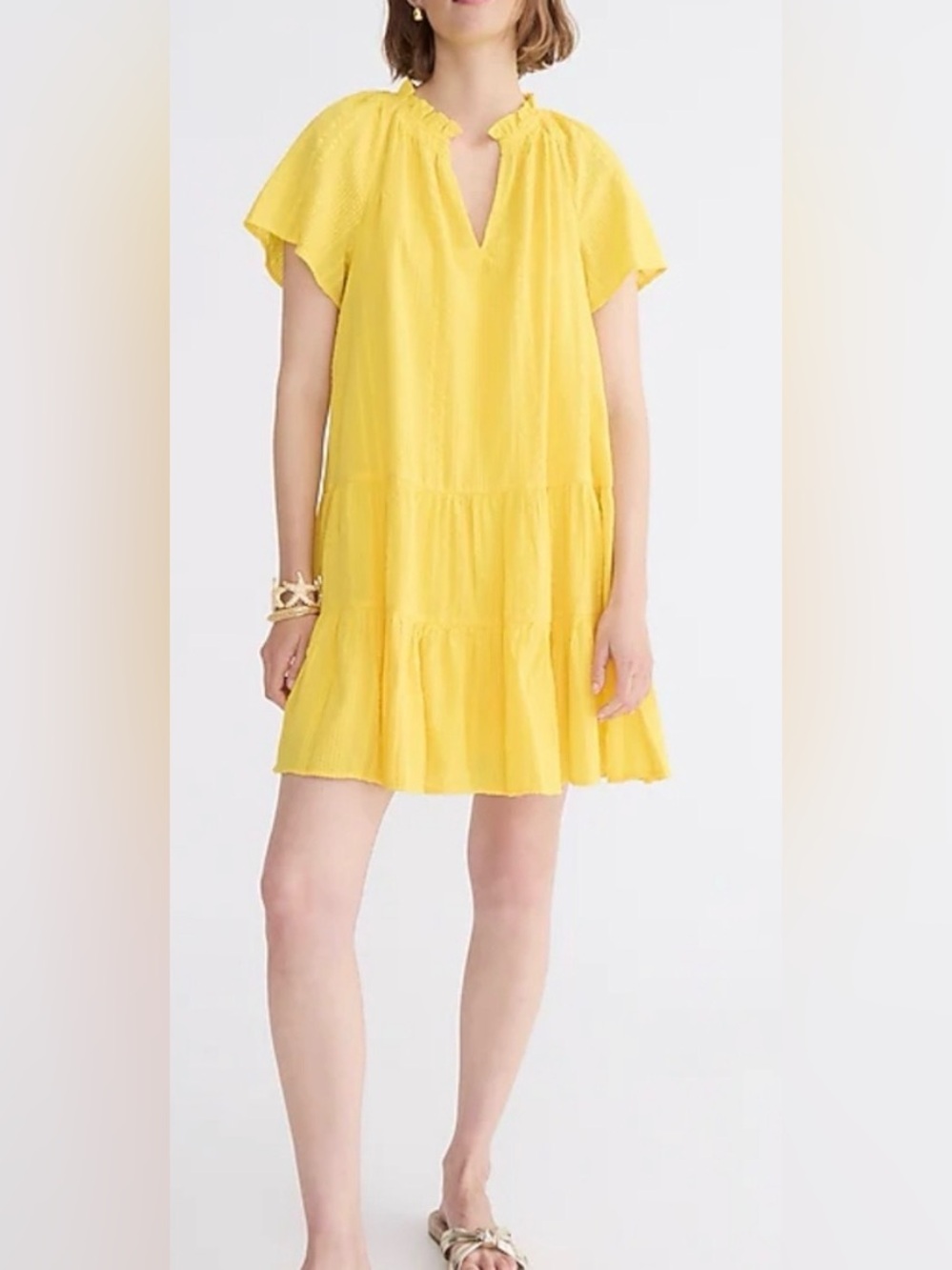 J. Crew Sunny Yellow Tiered Mini Dress